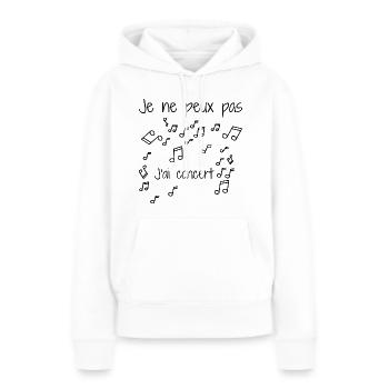 Je Ne Peux Pas J'ai Concert - Sweat à capuche Premium bio Femme - blanc - Devant - Julia (174cm)