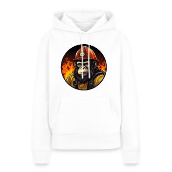 Singe de pompiers - Sweat à capuche Premium bio Femme - blanc - Devant - Julia (174cm)