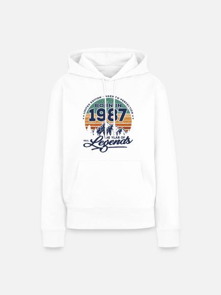 Legenden werden 1987 geboren - Frauen Premium Bio Hoodie - Weiß