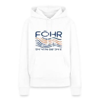 Föhr GPS Koordinaten Nordsee Insel - Frauen Premium Bio Hoodie - Weiß - Vorne - Julia (174cm)