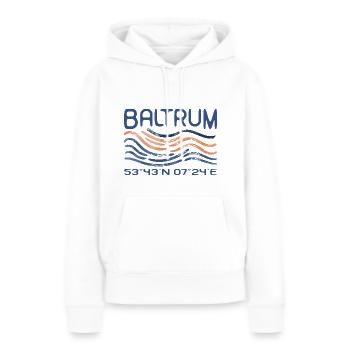 Baltrum GPS Koordinaten Nordsee Insel Meer - Frauen Premium Bio Hoodie - Weiß - Vorne - Julia (174cm)