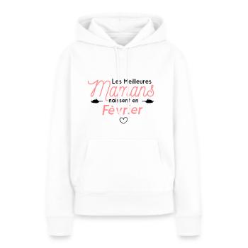 Les meilleurs mamans Février - Sweat à capuche Premium bio Femme - blanc - Devant - Julia (174cm)