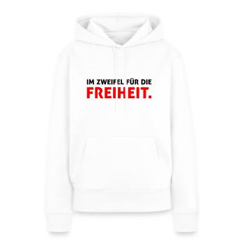 Im Zweifel für die FREIHEIT. - Frauen Premium Bio Hoodie - Weiß - Vorne - Julia (174cm)