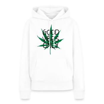 Hanfblatt Hanf kiffen Cannabis Marihuana Haschisch - Frauen Premium Bio Hoodie - Weiß - Vorne - Julia (174cm)