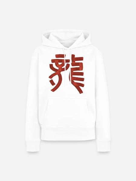 Drache (Long) Chinesisch - Frauen Premium Bio Hoodie - Weiß