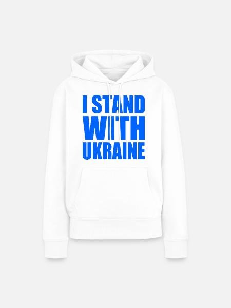 I stand with ukraine - Frauen Premium Bio Hoodie - Weiß