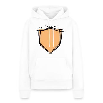 Symbole de bouclier / blason. Dessiné à la main. Modèle - Sweat à capuche Premium bio Femme - blanc - Devant - Julia (174cm)