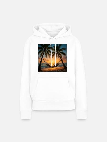 Vacation - Palmen - Hängematte - Frauen Premium Bio Hoodie - Weiß