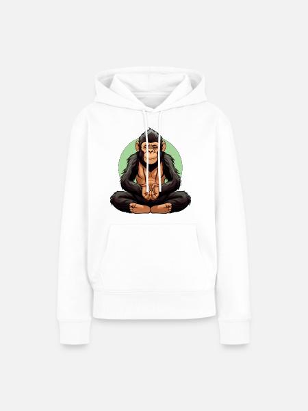 Affen Yoga / Yogi Affe - Frauen Premium Bio Hoodie - Weiß