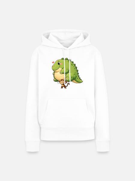 Affe trägt Dinosaurier - Frauen Premium Bio Hoodie - Weiß