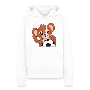 Singe avec ballon de football - Motif de football - Sweat à capuche Premium bio Femme - blanc - Devant - Julia (174cm)