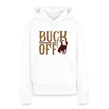 Buck Off - Sweat à capuche Premium bio Femme - blanc - Devant - Julia (174cm)