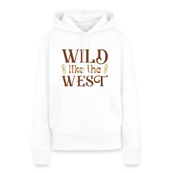 Sauvage comme l’Ouest - Sweat à capuche Premium bio Femme - blanc - Devant - Julia (174cm)