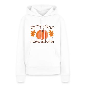 Oh ma gourde j’adore l’automne - Sweat à capuche Premium bio Femme - blanc - Devant - Julia (174cm)