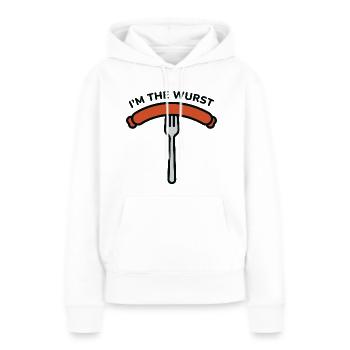 Ich bin die Wurst - Frauen Premium Bio Hoodie - Weiß - Vorne - Julia (174cm)