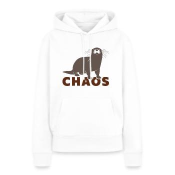 Chaos de la loutre - Sweat à capuche Premium bio Femme - blanc - Devant - Julia (174cm)