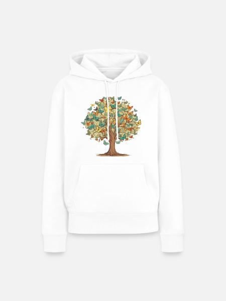 Schmetterling Baum Natur Raube Insekt - Frauen Premium Bio Hoodie - Weiß