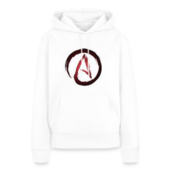 Athéisme symbole Athée - Sweat à capuche Premium bio Femme - blanc - Devant - Julia (174cm)