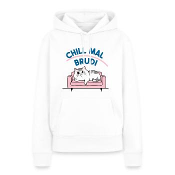 Chill out Brudi Cat - Sweat à capuche Premium bio Femme - blanc - Devant - Julia (174cm)