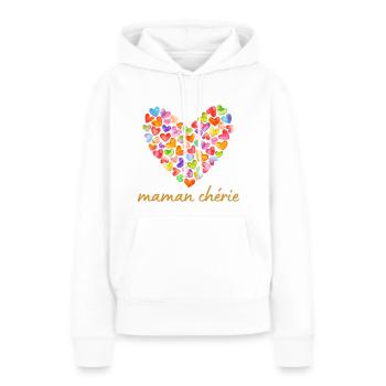 Maman chérie - cadeau fête des mères - Sweat à capuche Premium bio Femme - blanc - Devant - Julia (174cm)