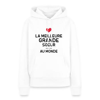 Grande Soeur Universelle C'est La Mienne - Sweat à capuche Premium bio Femme - blanc - Devant - Julia (174cm)