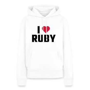 Ich liebe RUBIN - Frauen Premium Bio Hoodie - Weiß - Vorne - Julia (174cm)