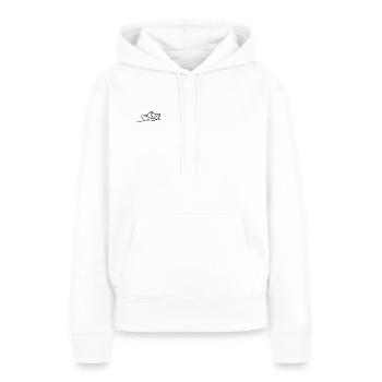 Papierschiff minimalistisch - Frauen Premium Bio Hoodie - Weiß - Vorne - Julia (174cm)
