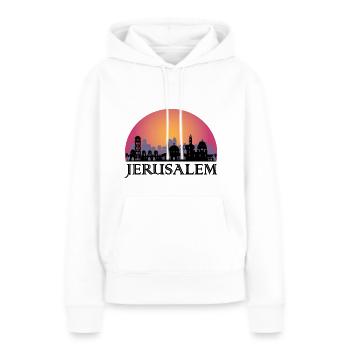 Jerusalem Skyline - Israël Voyage - Sweat à capuche Premium bio Femme - blanc - Devant - Julia (174cm)