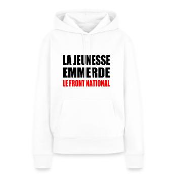 Scheiß auf die Front National - Frauen Premium Bio Hoodie - Weiß - Vorne - Julia (174cm)