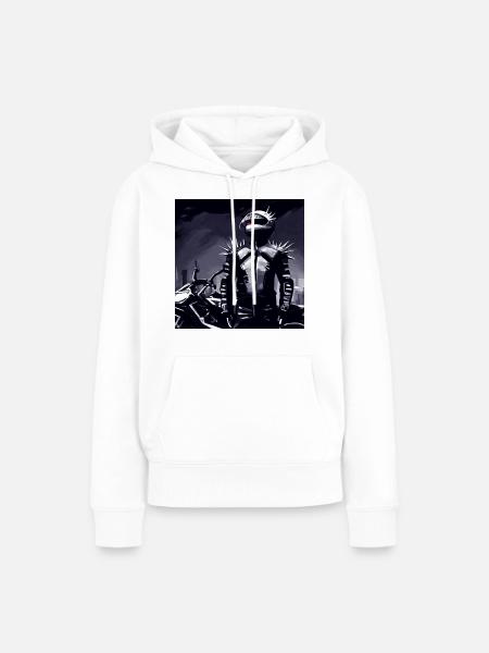 Motorrad Bleistiftzeichnung - Frauen Premium Bio Hoodie - Weiß