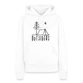 Camping, camping, outsiders, plein air, voyage - Sweat à capuche Premium bio Femme - blanc - Devant - Julia (174cm)