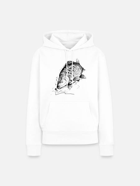 Fisch des Lebens! - Angeltshirt Karpfen - Frauen Premium Bio Hoodie - Weiß