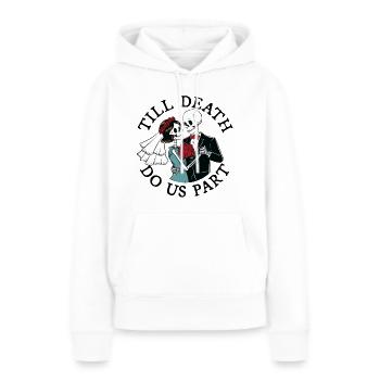 Jusqu’à ce que la mort nous sépare - Sweat à capuche Premium bio Femme - blanc - Devant - Julia (174cm)
