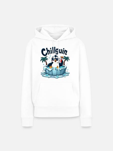 Chillguin – Coolness auf Eis - Frauen Premium Bio Hoodie - Weiß