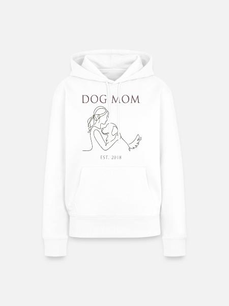 Hundemama Linienkunst mit Welpen - Frauen Premium Bio Hoodie - Weiß