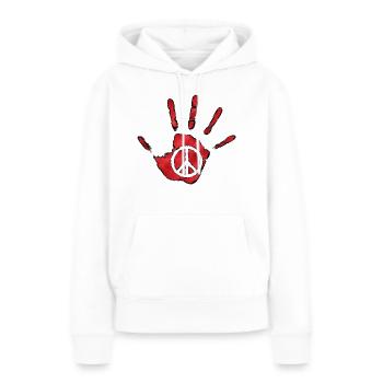 peace - Sweat à capuche Premium bio Femme - blanc - Devant - Julia (174cm)