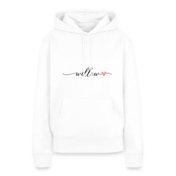 Saule Nom Prénom Calligraphie Script - Sweat à capuche Premium bio Femme - blanc - Devant - Julia (174cm)
