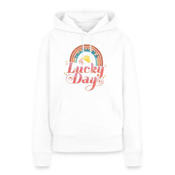 Jour de chance - Sweat à capuche Premium bio Femme - blanc - Devant - Julia (174cm)