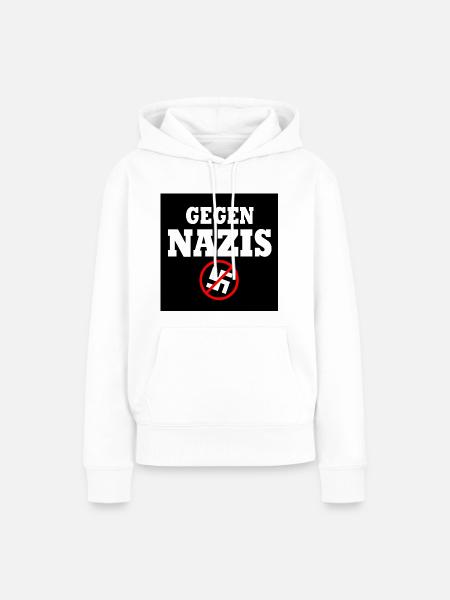 Gegen nazis - Frauen Premium Bio Hoodie - Weiß