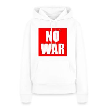 No war - Sweat à capuche Premium bio Femme - blanc - Devant - Julia (174cm)