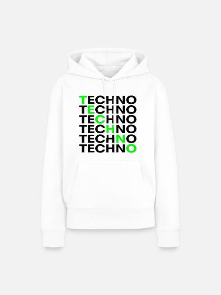 Techno Rave - Frauen Premium Bio Hoodie - Weiß