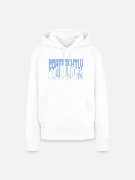 confidently awkward in blau - Frauen Premium Bio Hoodie - Weiß