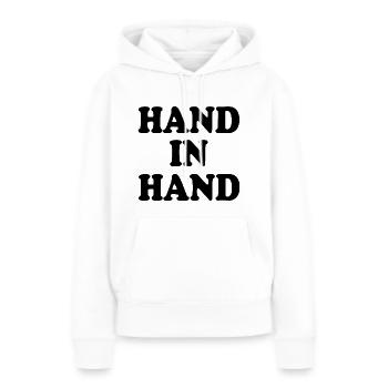Hand in hand - Frauen Premium Bio Hoodie - Weiß - Vorne - Julia (174cm)