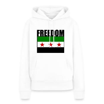 Syrie - Sweat à capuche Premium bio Femme - blanc - Devant - Julia (174cm)