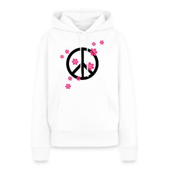 Peace Frieden Blumen Liebe Symbol Hippie Sommer - Frauen Premium Bio Hoodie - Weiß - Vorne - Julia (174cm)