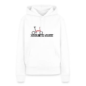 Glück entfalten - Brompton Bike - Frauen Premium Bio Hoodie - Weiß - Vorne - Julia (174cm)
