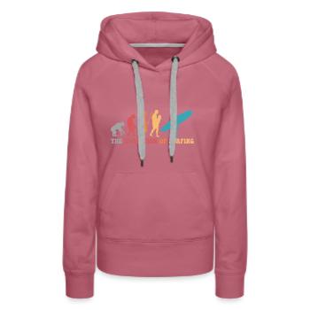 Surf-Evolution des Surfens Surfer-Humor - Frauen Premium Bio Hoodie - Malve - Vorne - Isabella (175cm)