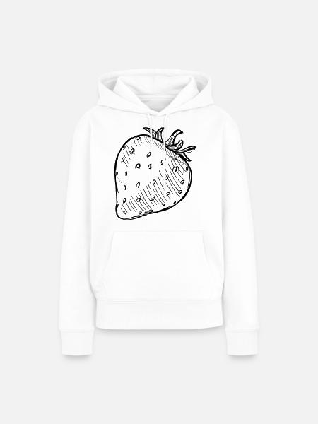 Gezeichneze Erdbeere - Frauen Premium Bio Hoodie - Weiß