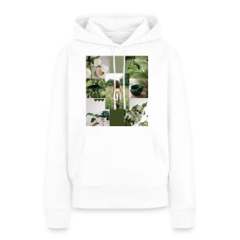 happy lifestyle | grüne trendy Collage - Frauen Premium Bio Hoodie - Weiß - Vorne - Julia (174cm)