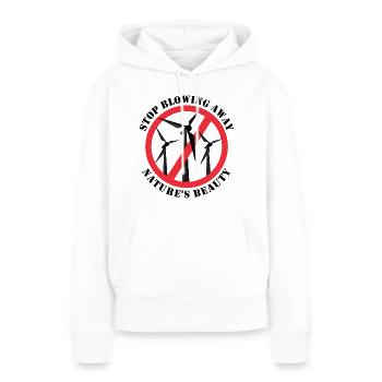 Arrêtez l’énergie éolienne, anti-énergie éolienne, pas d’éoliennes - Sweat à capuche Premium bio Femme - blanc - Devant - Julia (174cm)